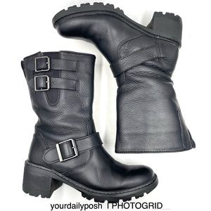 Rockport waterproof black leather HydroShield calf biker boots US 6M